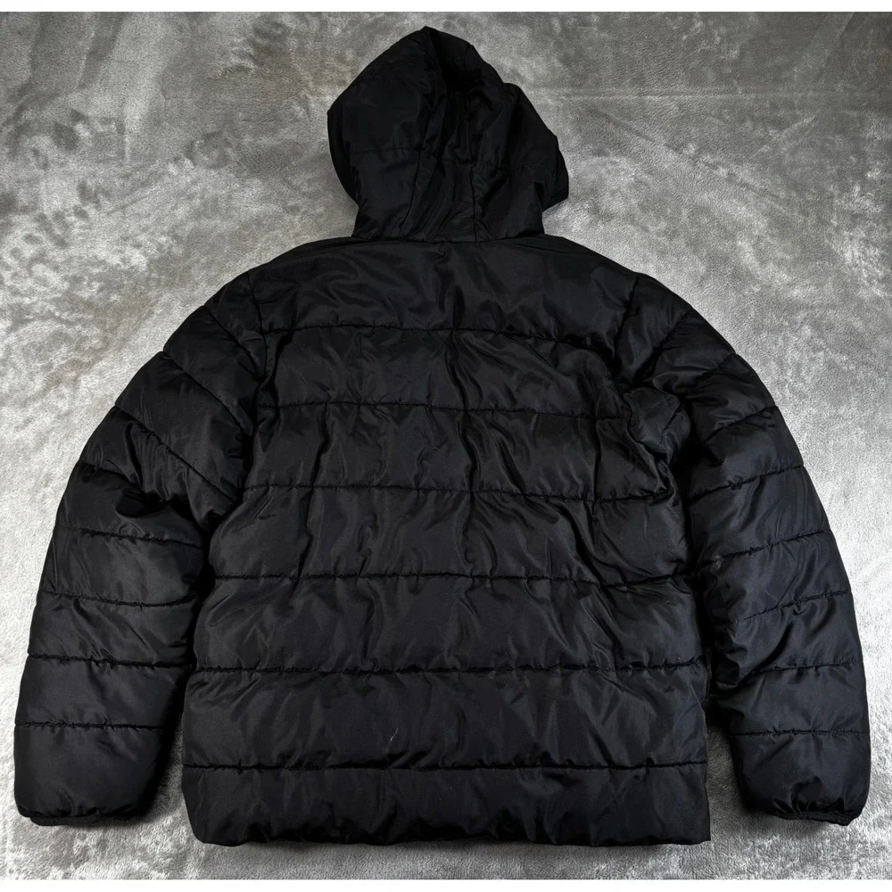 Swiss Tech Puffer Jacket Kids XXL 18 Black Excellent Hooded Fleece Lined Quilted